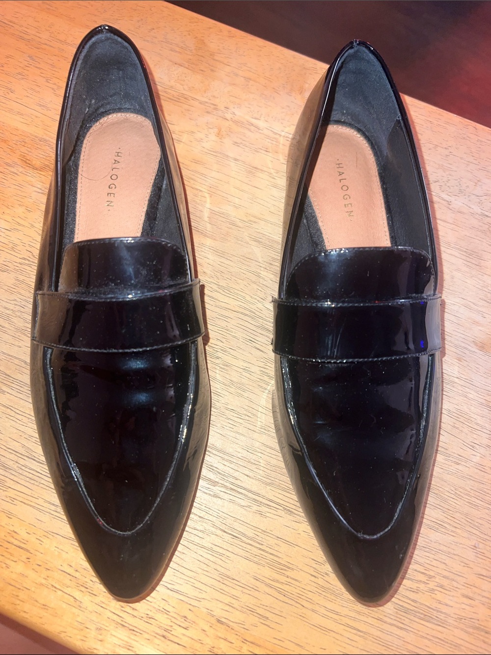 Halogen Black Patent Leather Slip-On Loafers for Men